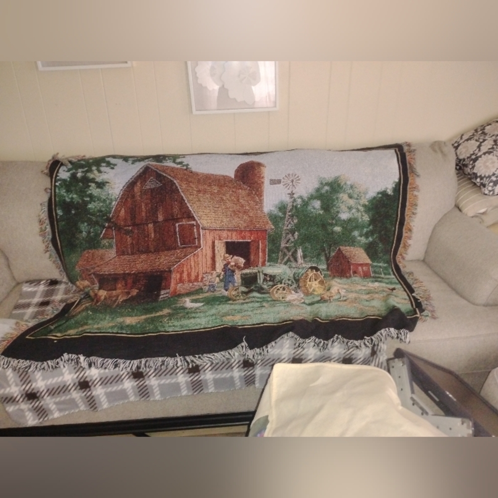 Daddy's Little Helper John Deere Farm Blanket 70 X 50